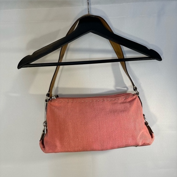 Fossil 1954 Key Pink Woven Straw Leather Floral Lining Spring Shoulder Hand Bag - Picture 7 of 8